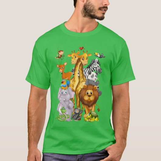 T-shirt Zoorip Cute Zoo Animals retro (Devant)