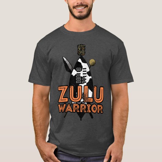 T-shirt Zulu Guerrier Shield Spear Knobkerrie Afrique  (Devant)