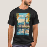 T-shirt Zurich Suisse Travel Art Vintage<br><div class="desc">Design de voyage vectoriel rétro de Zurich. Les ruelles pittoresques du centre d'Altstadt (vieille ville),  de part et d'autre de la rivière Limmat,  reflètent son histoire d'avant-Moyen-Age.</div>