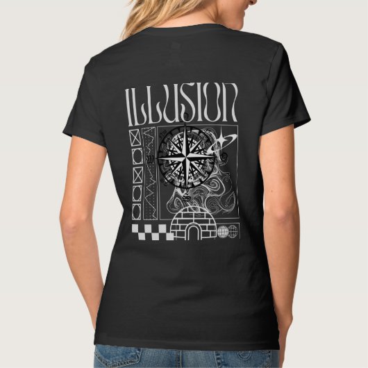 T-Shirt zwart design etnische patterned (Achterkant)