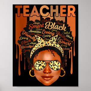T-shirt Zwart Onderwijzer Magie Zwarte Geschiedeni Poster