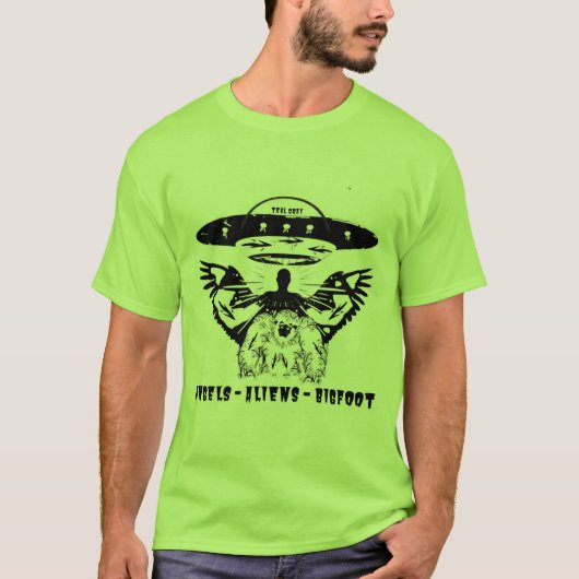 T-shirt - Zwart ontwerp op limoen  (Voorkant)