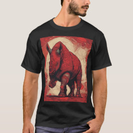 T-shirt, zwart, rode neushoorn t-shirt