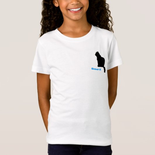 T-shirt - Zwarte kat met naam (Voorkant)
