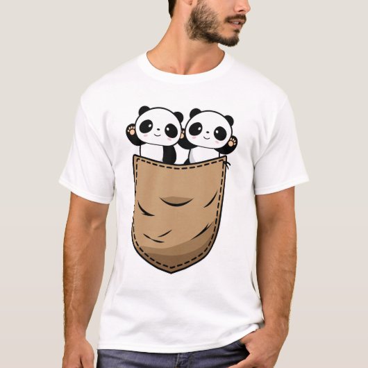 T-shirt Zwei Panda Babys à Hemdtasche (Devant)