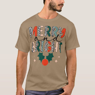 T-shirt ZYNr Leopard Joyeux Noël Vibes de Noël brillantes 
