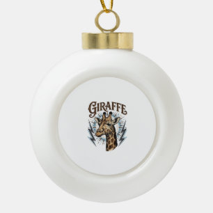 T-shirtontwerp met gegraveerde giraffe en bliksem  keramische bal ornament