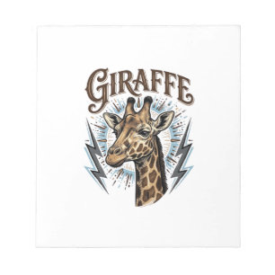 T-shirtontwerp met gegraveerde giraffe en bliksem notitieblok