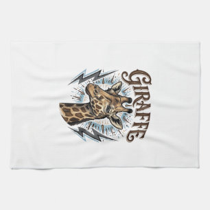 T-shirtontwerp met gegraveerde giraffe en bliksem theedoek