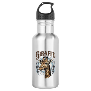T-shirtontwerp met gegraveerde giraffe en bliksem  waterfles 