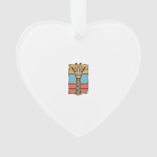 T-shirtontwerp met gegraveerde giraffe en retro st ornament (voorkant)