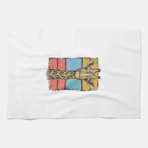 T-shirtontwerp met gegraveerde giraffe en retro st theedoek