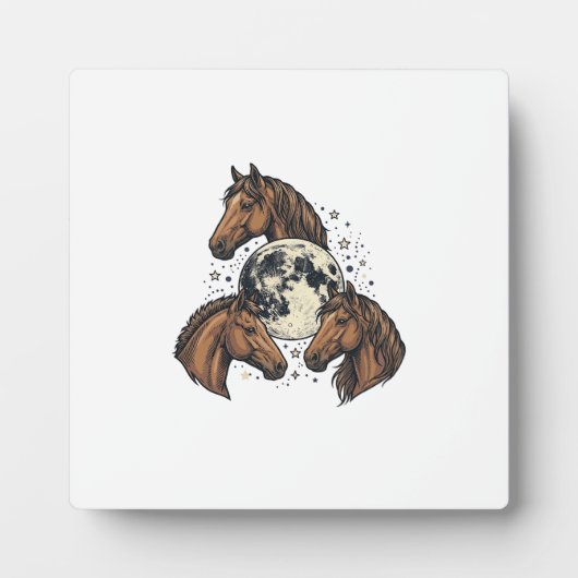 T-shirtontwerp met gegraveerde paard maan vector V Fotoplaat (Voorkant)