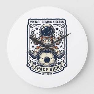 T-shirtontwerp met vintage astronaut voetbal vrede grote klok