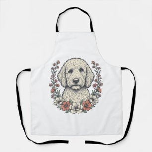 T-shirtontwerp met vintage bloemmotief en portret  schort