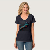 T-shirts à col V pour femmes 23 (Devant entier)