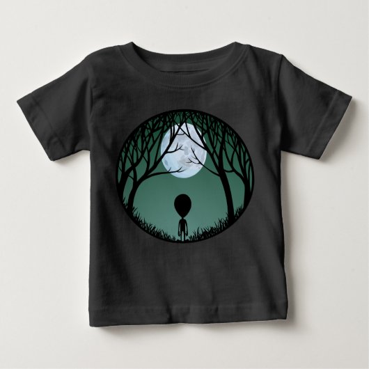 T-shirts Alien bébé Alien w. Moon Baby Shirts (Devant)