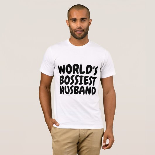 T-shirts amusants pour mari, LE PLUS BOSSIER DU MO (Devant entier)