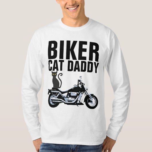 T-shirts BIKER CAT DADDY DAD, Moto (Devant)