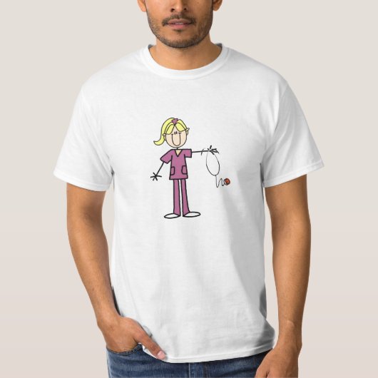 T-shirts Blond Female Stick Figure Nurse (Devant)