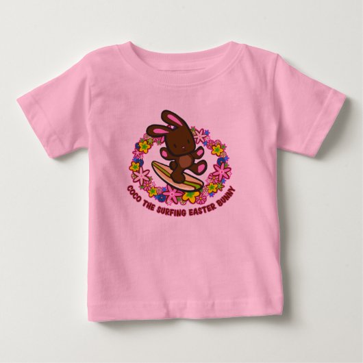 T-Shirts Bunny de Pâques pour le surf au chocolat (Devant)