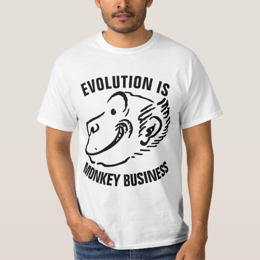 T-shirts chrétiens anti-ÉVOLUTION, MONKEY BUSINESS (Devant)