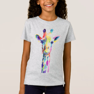 T-shirts colorés pour filles - Girafe multicolore
