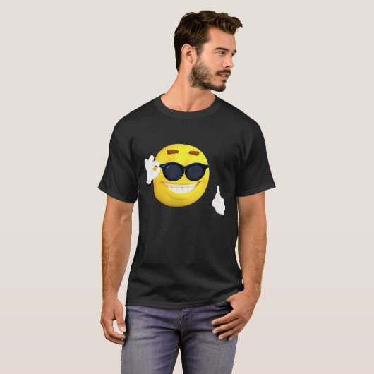 T-shirts cool EMOJI, avec lunettes de soleil (Devant entier)