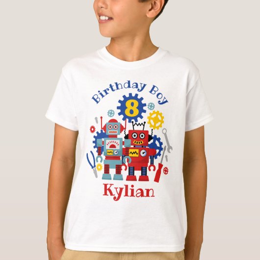 T-shirts d'anniversaire robots sur mesure (Devant)