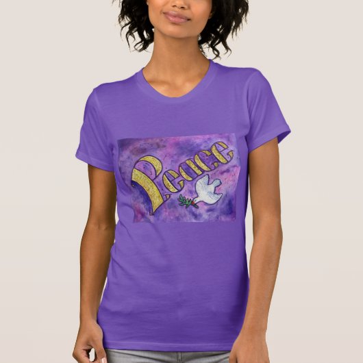 T-shirts d'art Word Inspirational de Peace Dove (Devant)