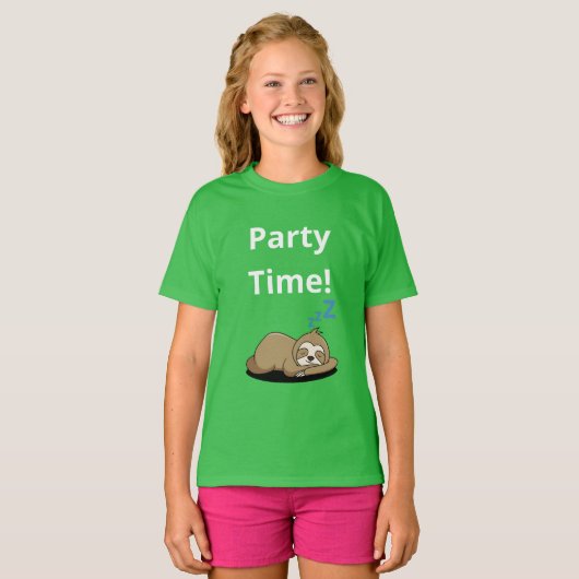T-shirts de base des filles de l'heure de la fête (Devant entier)