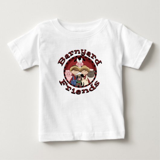 T-shirts de bébé de ferme d'amis de basse-cour (Devant)