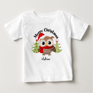 T-shirts de bébé de hibou de Joyeux Noël
