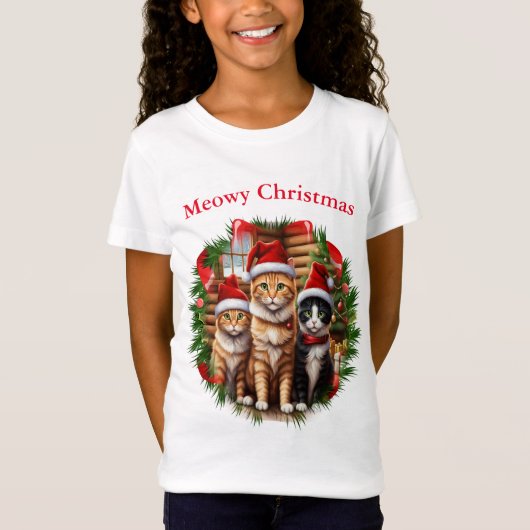 T-shirts de chats Noël (Devant)