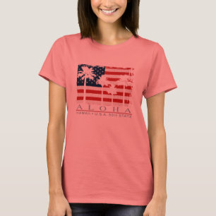 T-shirts de dames d'Hawaï de drapeau de paume