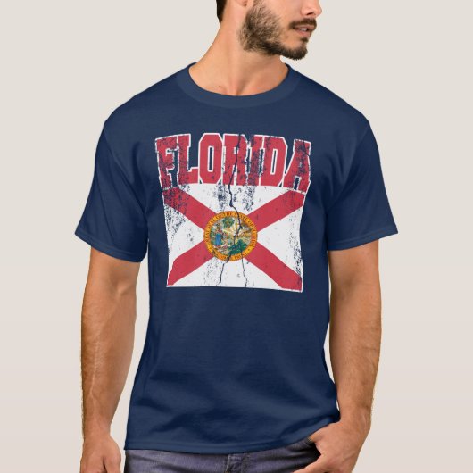 T-shirts de drapeau d'état de la Floride (affligé) (Devant)
