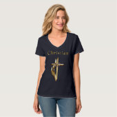T-shirts de femmes de Croix chrétienne (Devant entier)