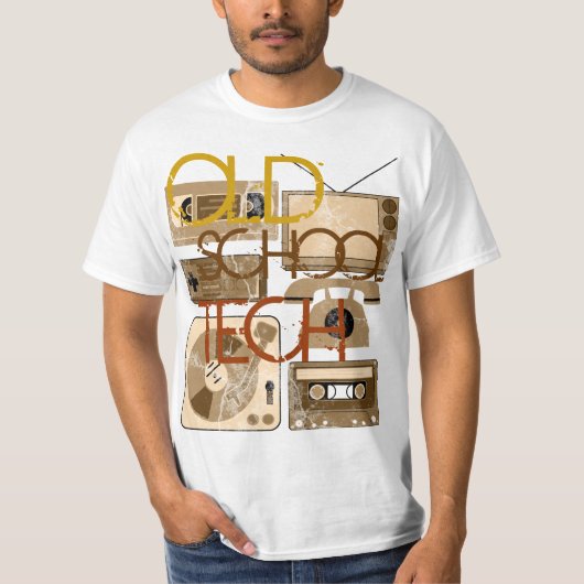 T-shirts de la sépia 80s de technologie de vieille (Devant)