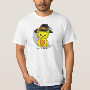 T-shirts de la sorcière au petit chat jaune