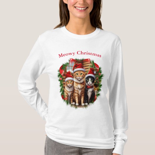 T-shirts de Noël des chats (Devant)