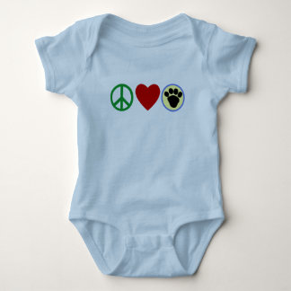 T-shirts de pattes de chiot d'amour de paix,