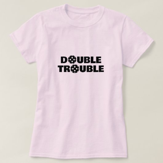 T-shirts de pickleball DOUBLE TROUBLE pour joueur (Design devant)