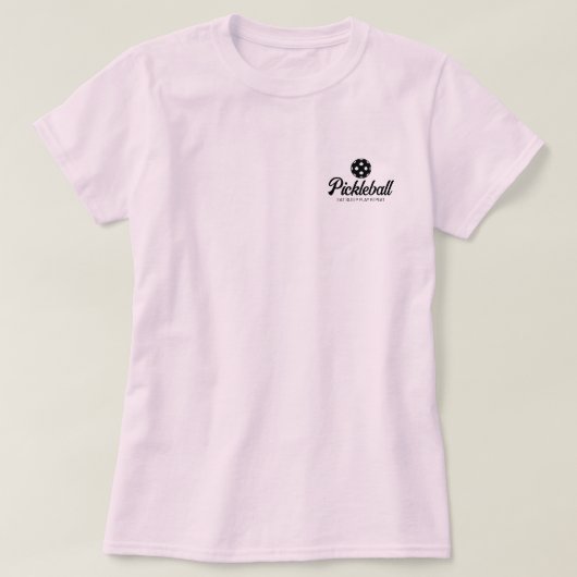 T-shirts de pickleball rose pour dames double équi (Design devant)