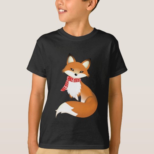 T-shirts d'enfant de Fox Hane rouge d'écharpe (Devant)