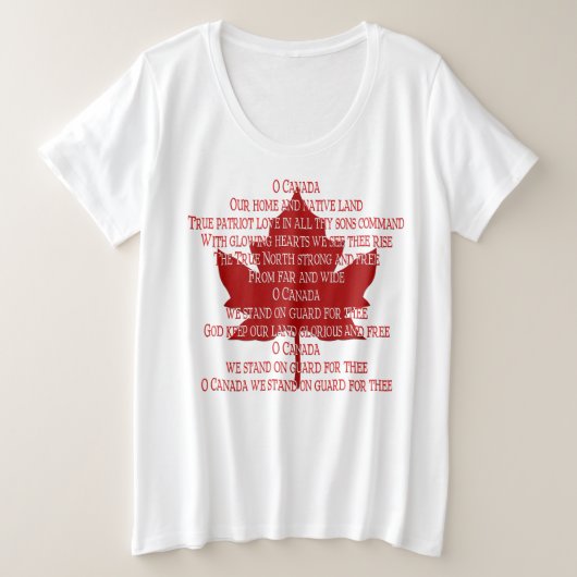 T-shirts d'hymne du Canada Plus Taille Chemise du (Design devant)