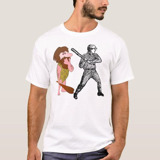 T-shirts drôle de base-ball d'homme des cavernes (Devant)