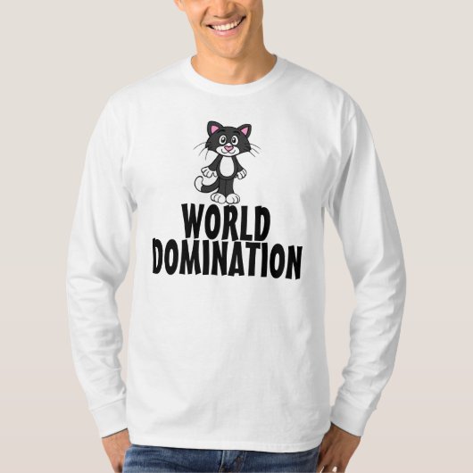 T-shirts drôle de chat, domination du monde (Devant)