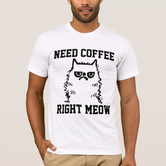 T-shirts drôles de chat grincheux café (Devant)