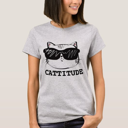 T-shirts drôles de chats CATTITUDE (Devant)