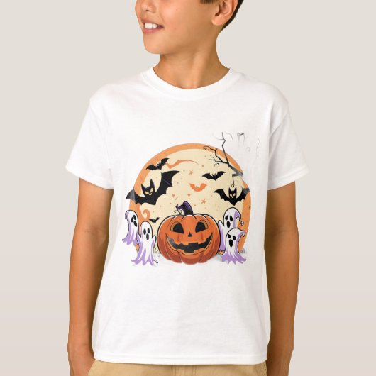 T-shirts du Citrouille éffrayant Halloween Tee Boy (Devant)